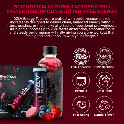 DZLV - The Original Dissolvable Preworkout Tablet (30 Servings)