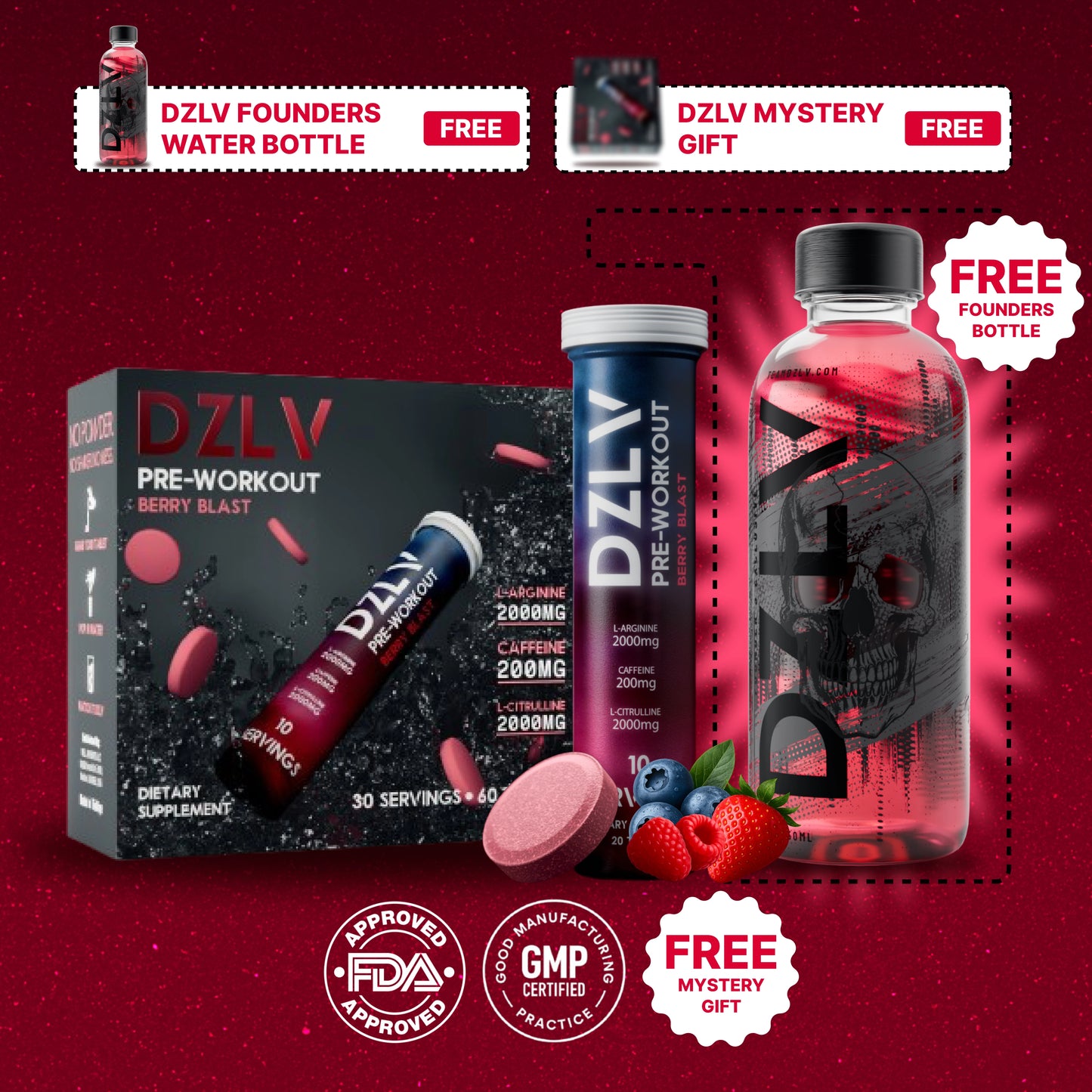 DZLV - The Original Dissolvable Preworkout Tablet (30 Servings)